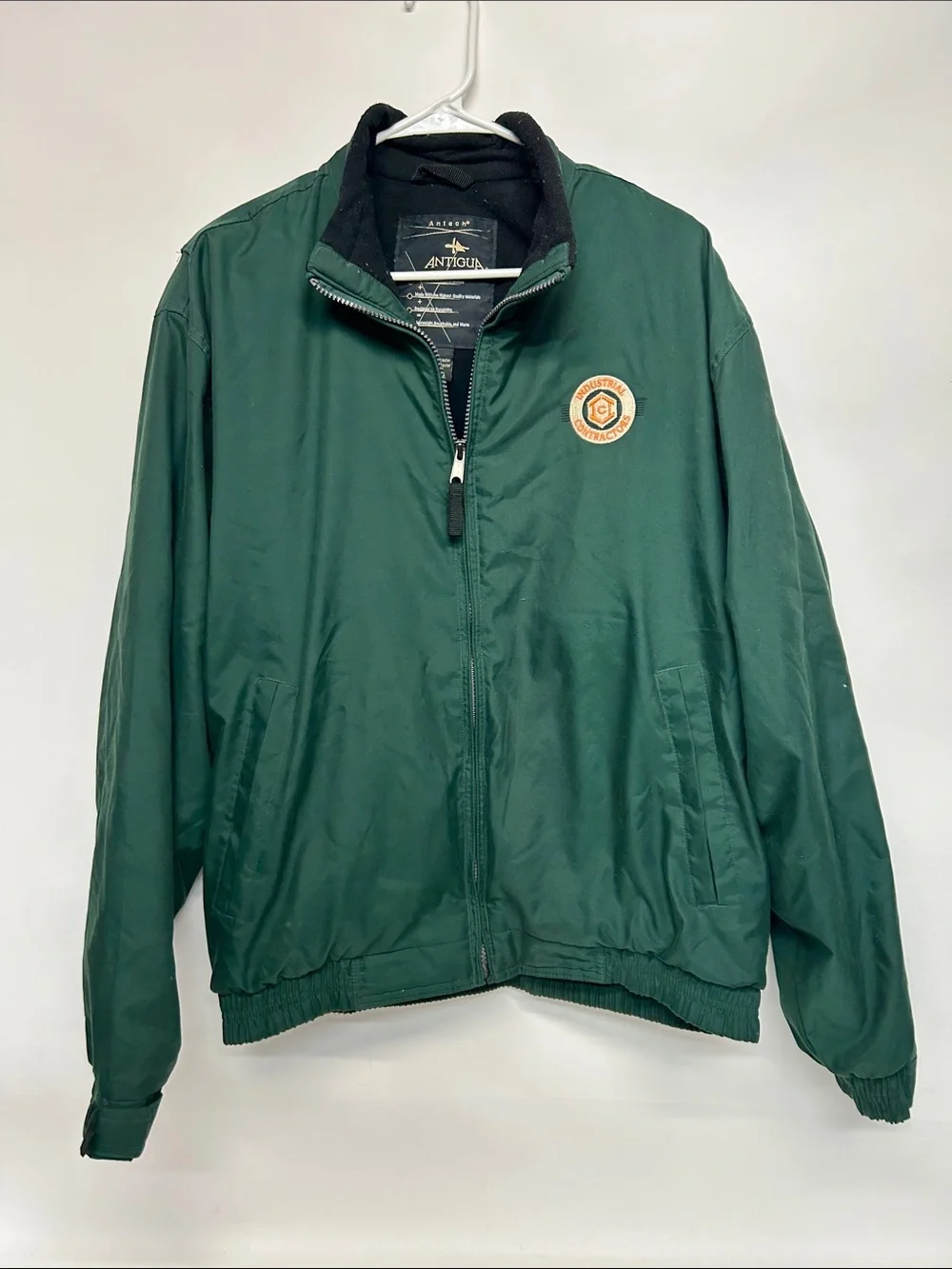 Antigua Green Jacket  Orange and Cream Industrial Contractors Patch size medium